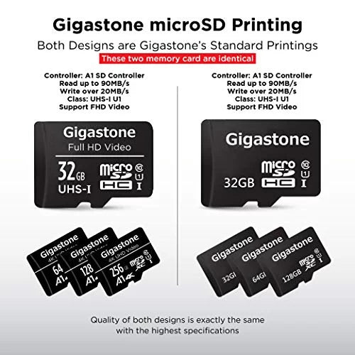 Gigastone 32GB Micro  Card,  Video -I U1 Class 10, for Surveillance, Security, Action Cameras, Drone, Dash Cams, 10 Pack (10x32GB)