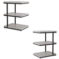 Neeva Industrial Metal 3-Shelf Side Table in Light Gray Set of 2