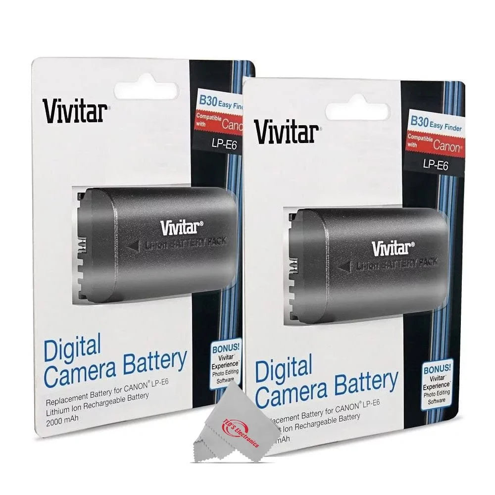 Two Pcs Vivitar --E6 Replacement Battery for Canon -E6