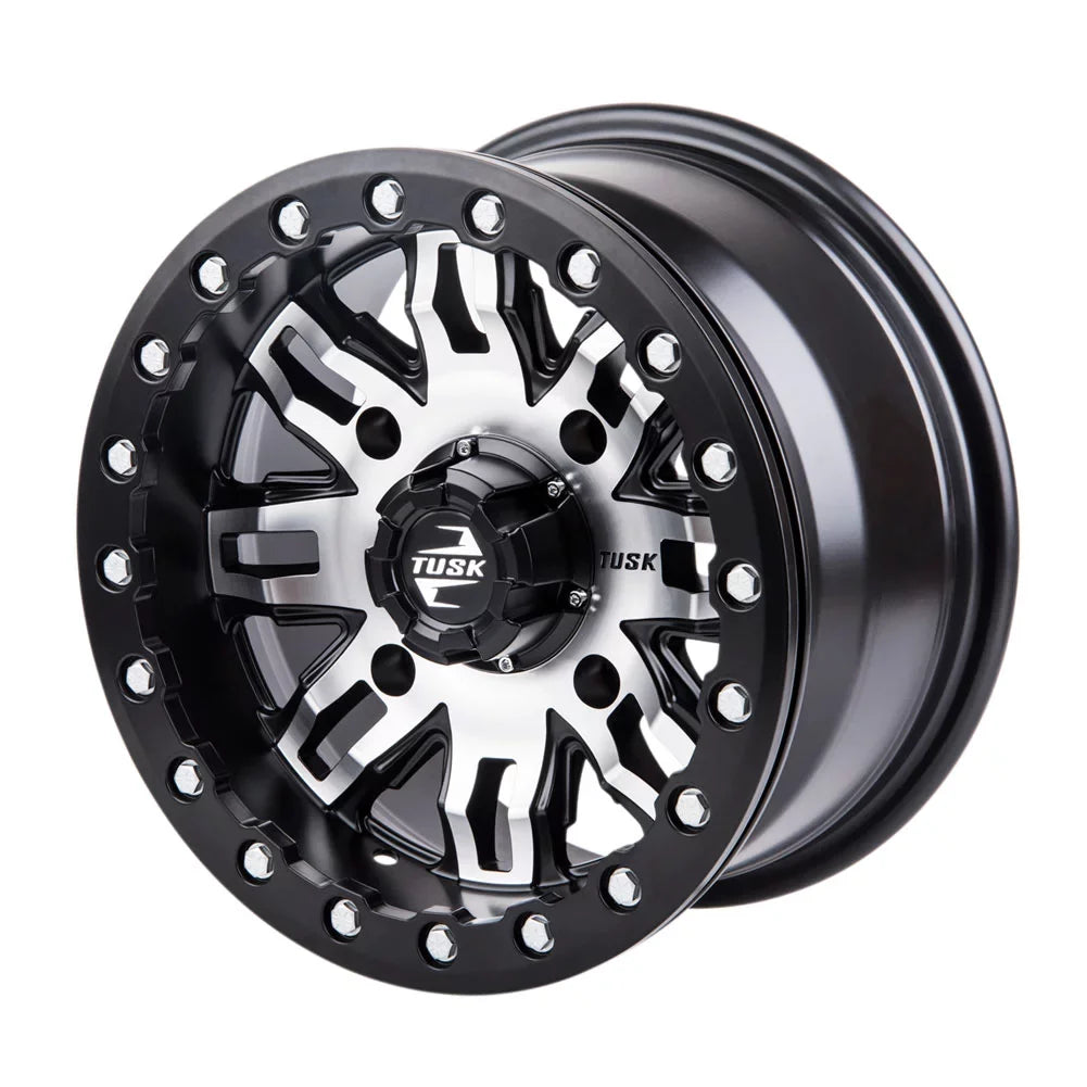 4/156 Tusk Teton Beadlock Wheel 14x7 4.0 + 3.0 Machined/Black For  Wolverine  2 1000 Sport 2022