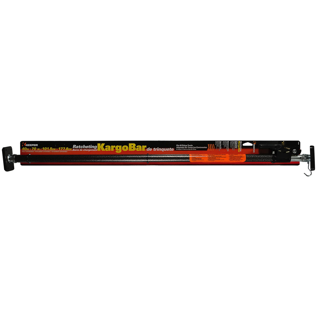 Keeper - Ratcheting Cargo Bar - Black/Silver, Adjustable From 40"-70"