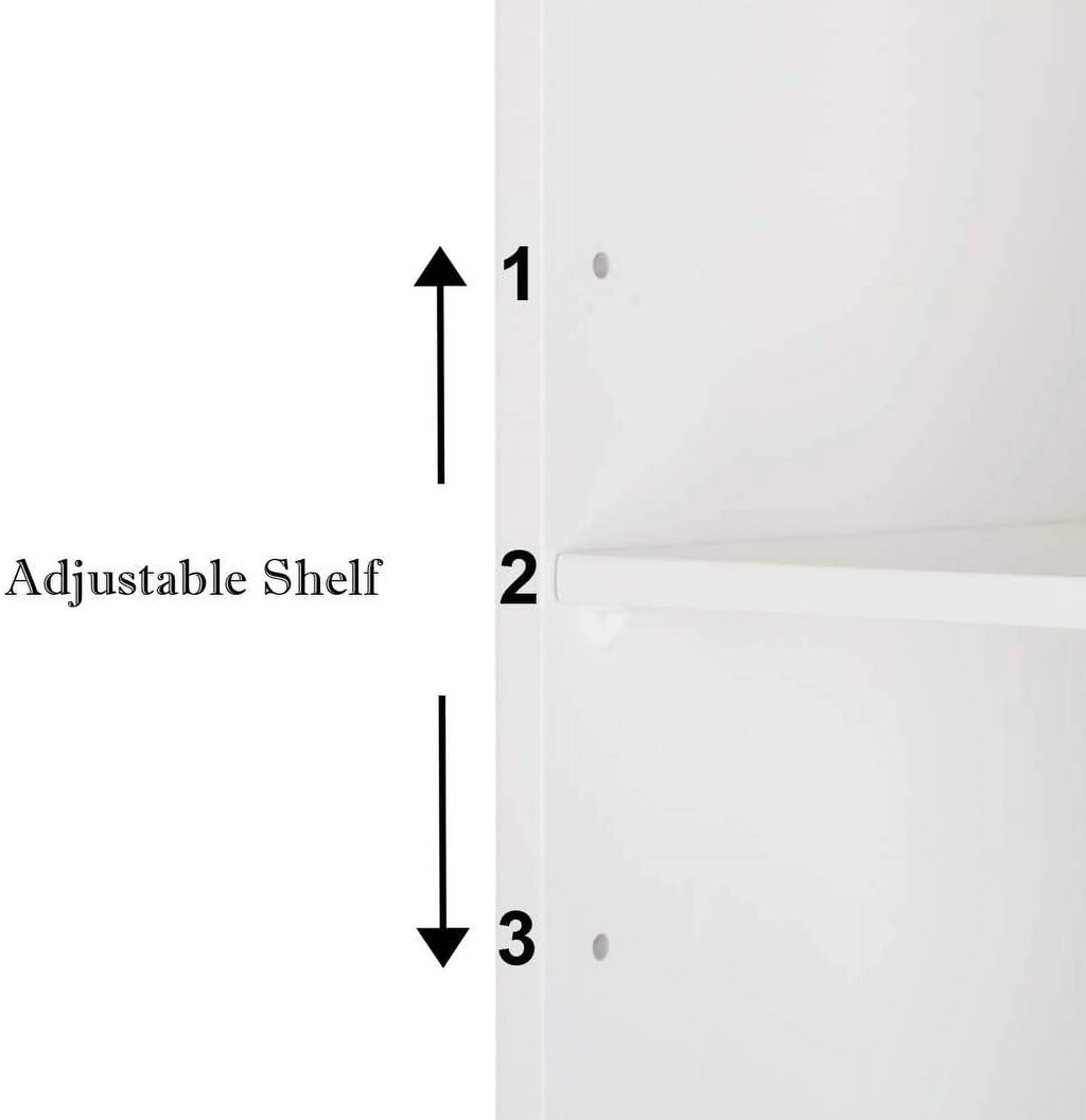 Bathroom Cabinet Wall Mount Mirrored Medicine Cabinet Storage Organizer with Single Door and 2 Adjustable Shelves White