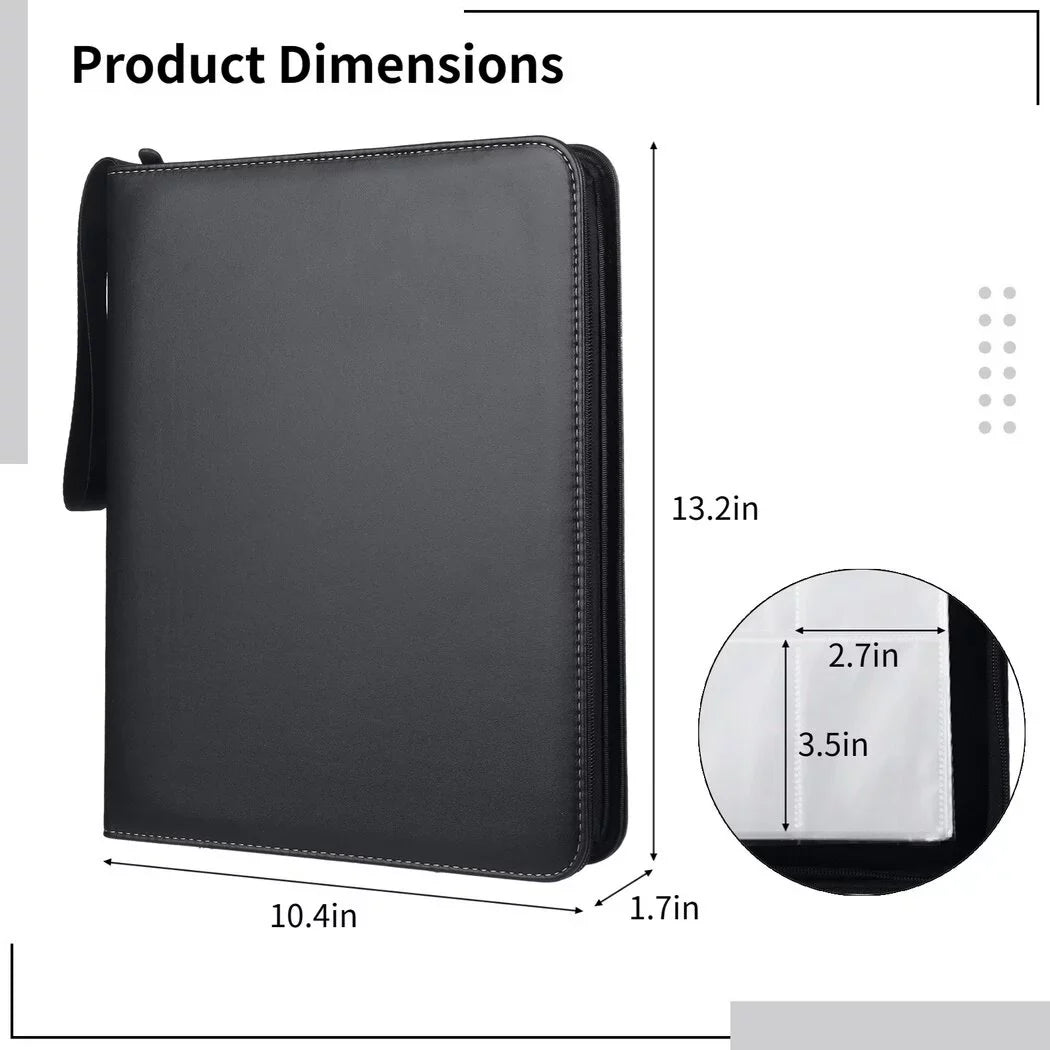 900-Pocket Trading Card Binder, Portable Card Binder with Removable Sheets, Sports Card Binder,  Leather Storage Case with Zipper for Standard-sized Baseball, Football, Basketball Cards