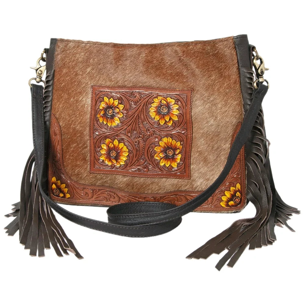 KBK126  Hand Tooled Hair-on Genuine Leather women bag western handbag purse