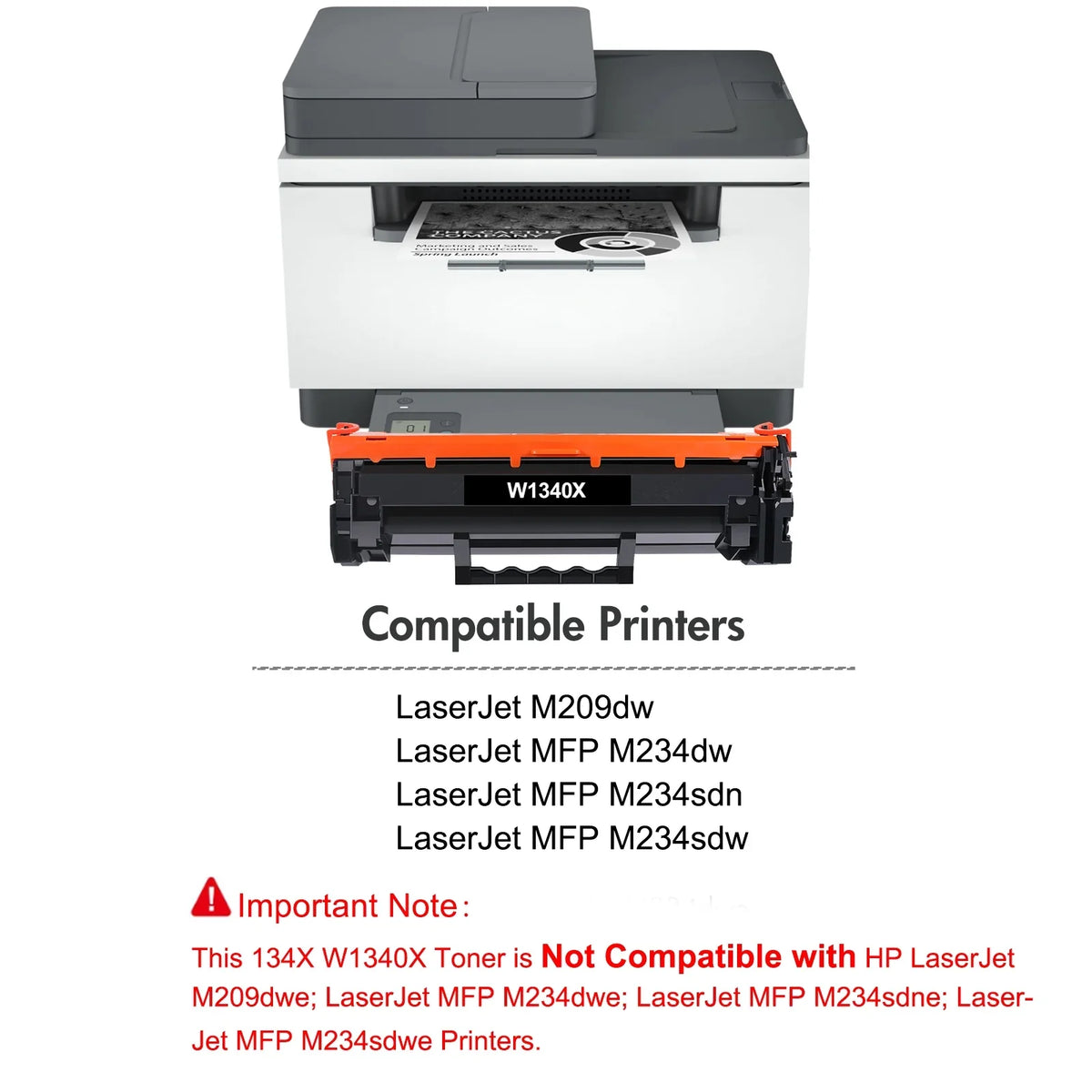 134X 134A Toner Cartridge Compatible for  W1340X W1340A LaserJet M209dw  M234dw M234sdn M234sdw Printer Ink High Yield (Black, 2-Pack)