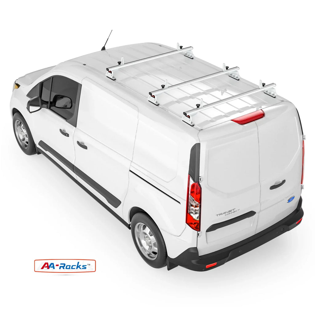 '-Racks Model AX312 Aluminum Van Roof Rack Cross Bars Fits for 2013-On NV200/ 2014-On Transit Connect/ 2013-2017 City Express, 3 Bar 50'' - White