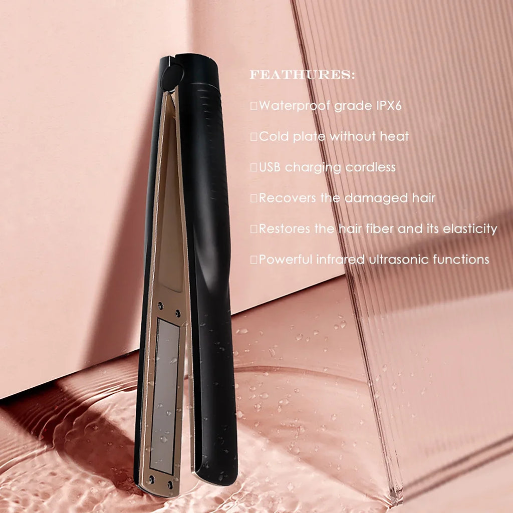 Ultrasonic Hair Care Iron, Professional Cold Iron Straightner, Recovers the Damaged Hair,  Wireless Portable