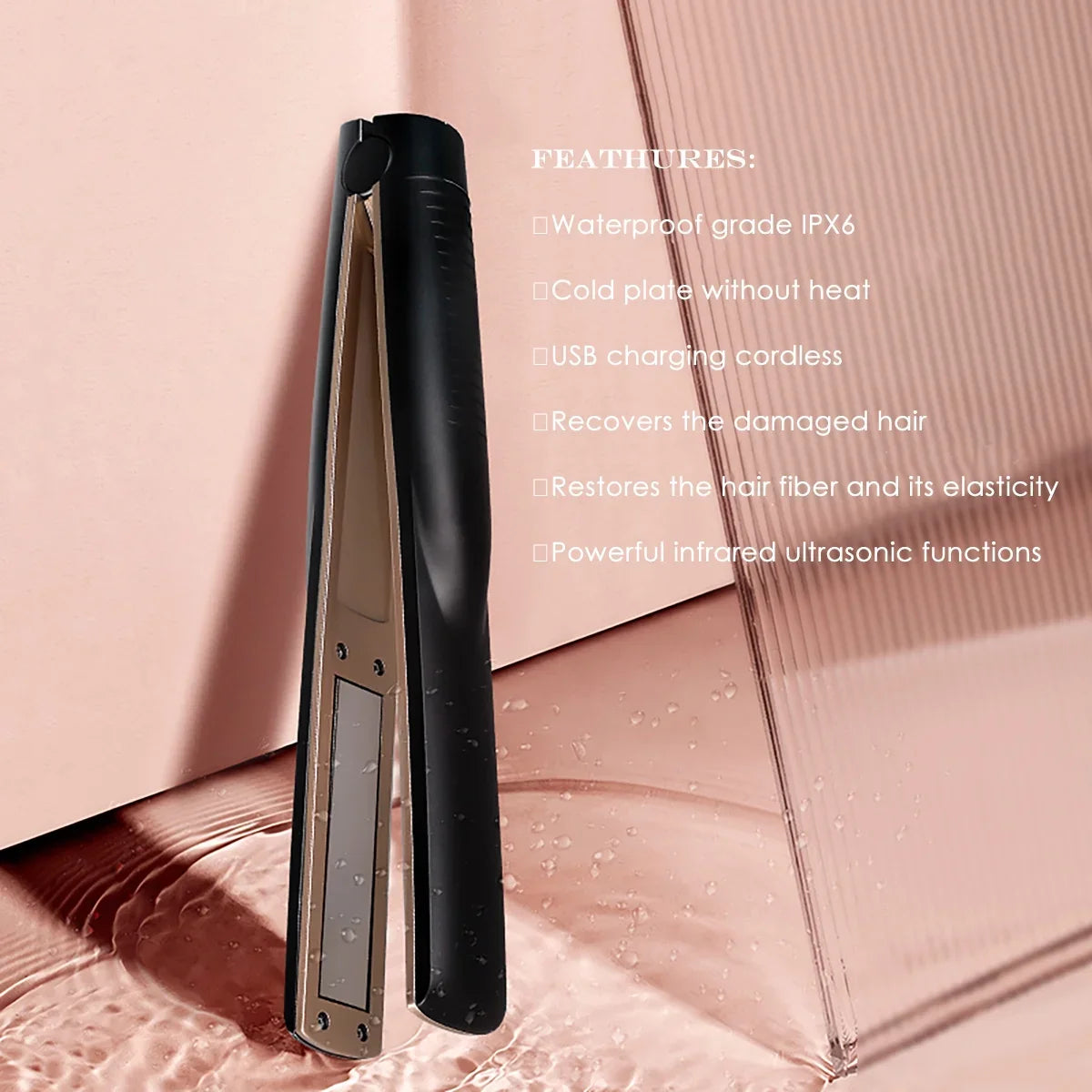 Ultrasonic Hair Care Iron, Professional Cold Iron Straightner, Recovers the Damaged Hair,  Wireless Portable