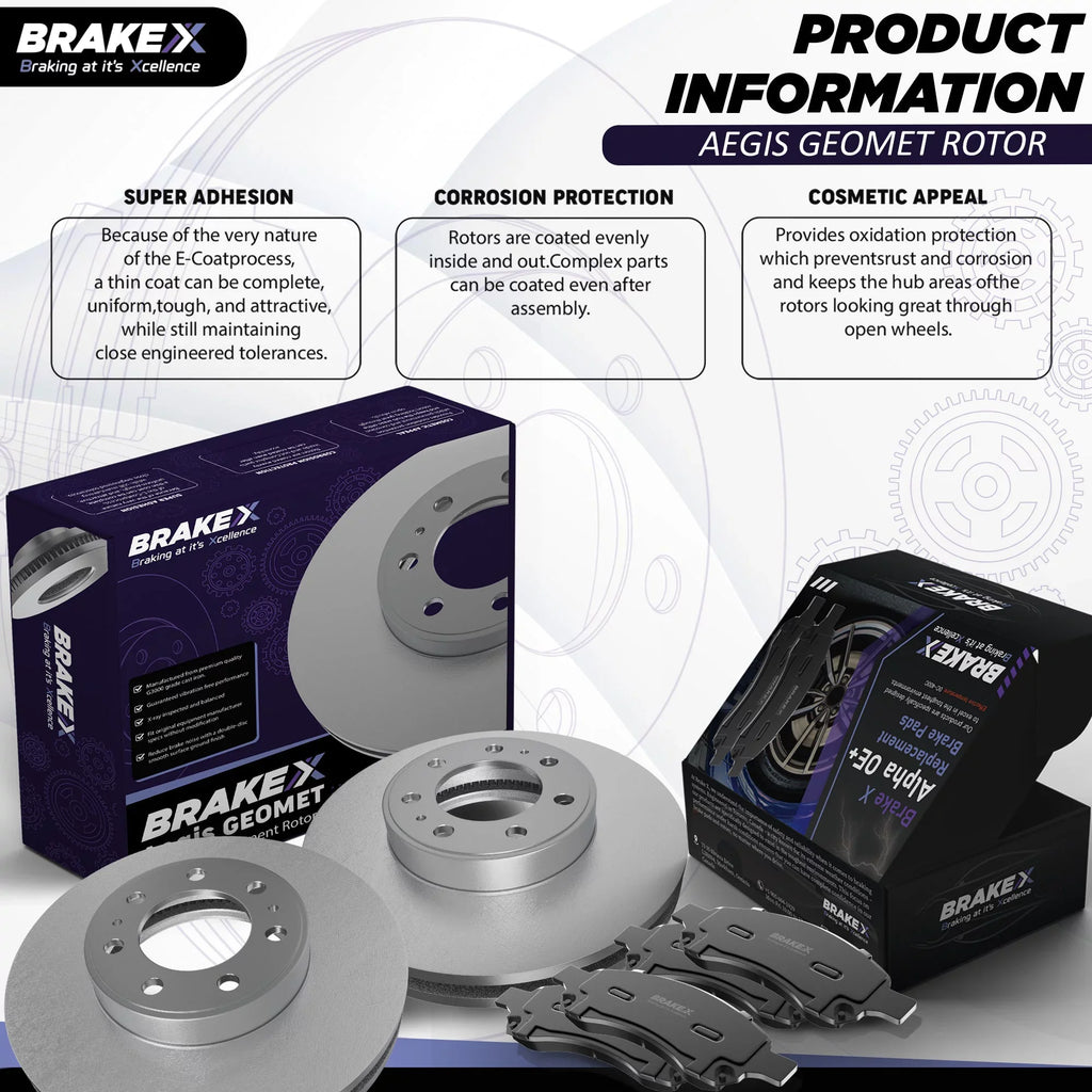 [Front] Brake X  Coated Replacement Disc Rotors and Premium Ceramic Brake Pads Kit | 6 Piece Set | For 1992-1994 Toyota Camry 2.2