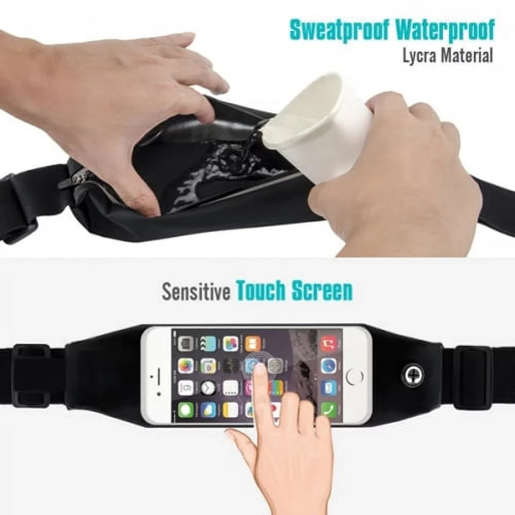 Black Sport Workout Belt Waist Bag Case w Headset  3.5mm Handsfree Earphones A6Z for  ZenFone Max Plus M1,  Phone,  5z 4 Pro 3 Max 2E 2 - Blackberry Z30, Priv, DTek50, Leap, Motion