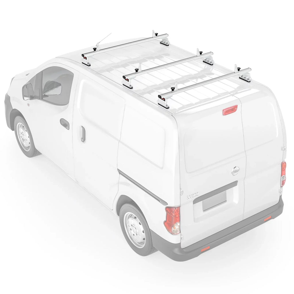 '-Racks Model AX312 Aluminum Van Roof Rack Cross Bars Fits for 2013-On NV200/ 2014-On Transit Connect/ 2013-2017 City Express, 3 Bar 50'' - White
