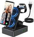 8 in 1 Charging Station for Sumsung, 100W Wireless Charger for Multiple Devices, Lidlife Fast Charging Stand Dock for AirPods with 15W Usb a/ 20W Usb C Port Compatible Black