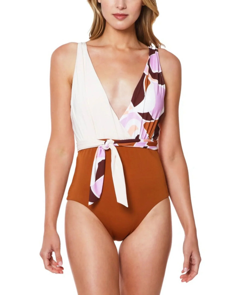 Sanctuary  Nuveau Tie-Front Plunge One-Piece Swimsuit,  X-Large