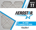 Aerostar 15x20x1   11, Pleated Air Filter, 15x20x1, Box of 6, Made in the
