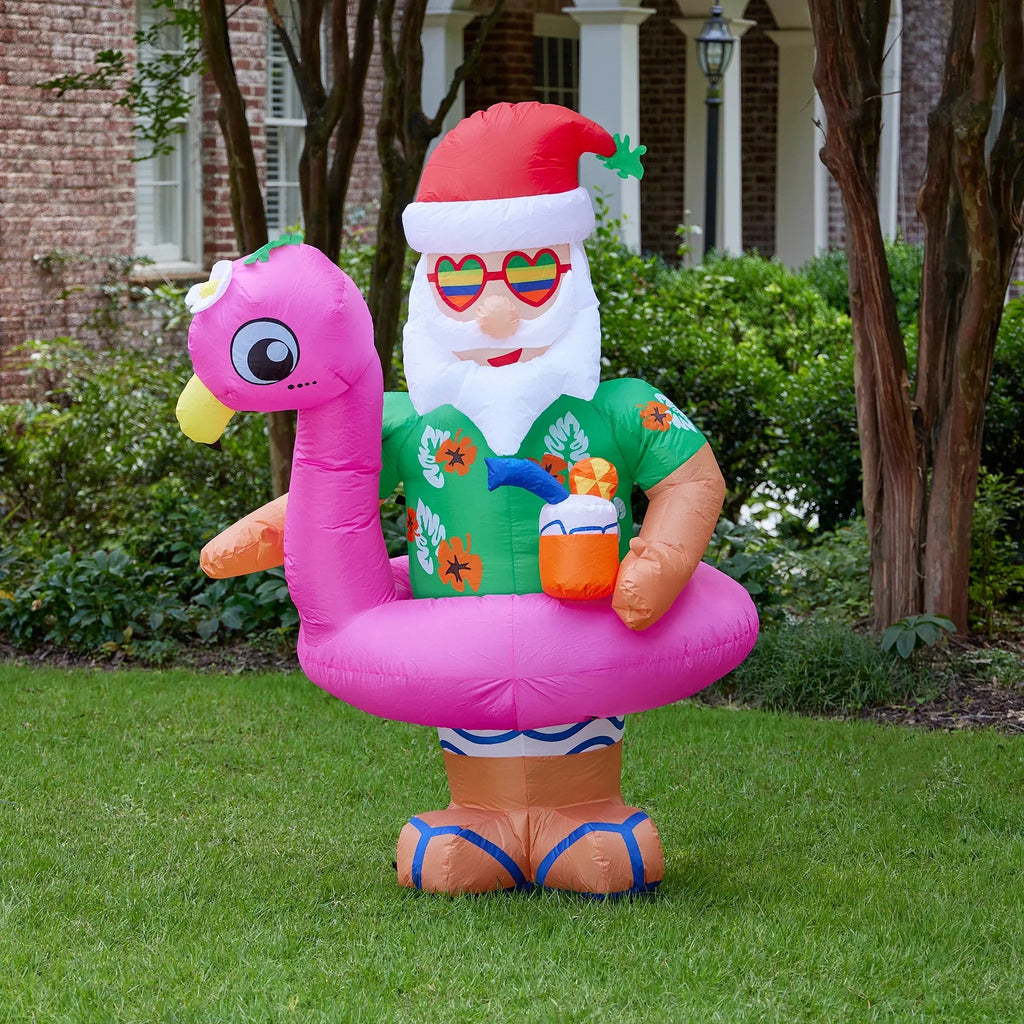 6ft Ready for the Beach Santa - Christmas Inflatable by Seasonal