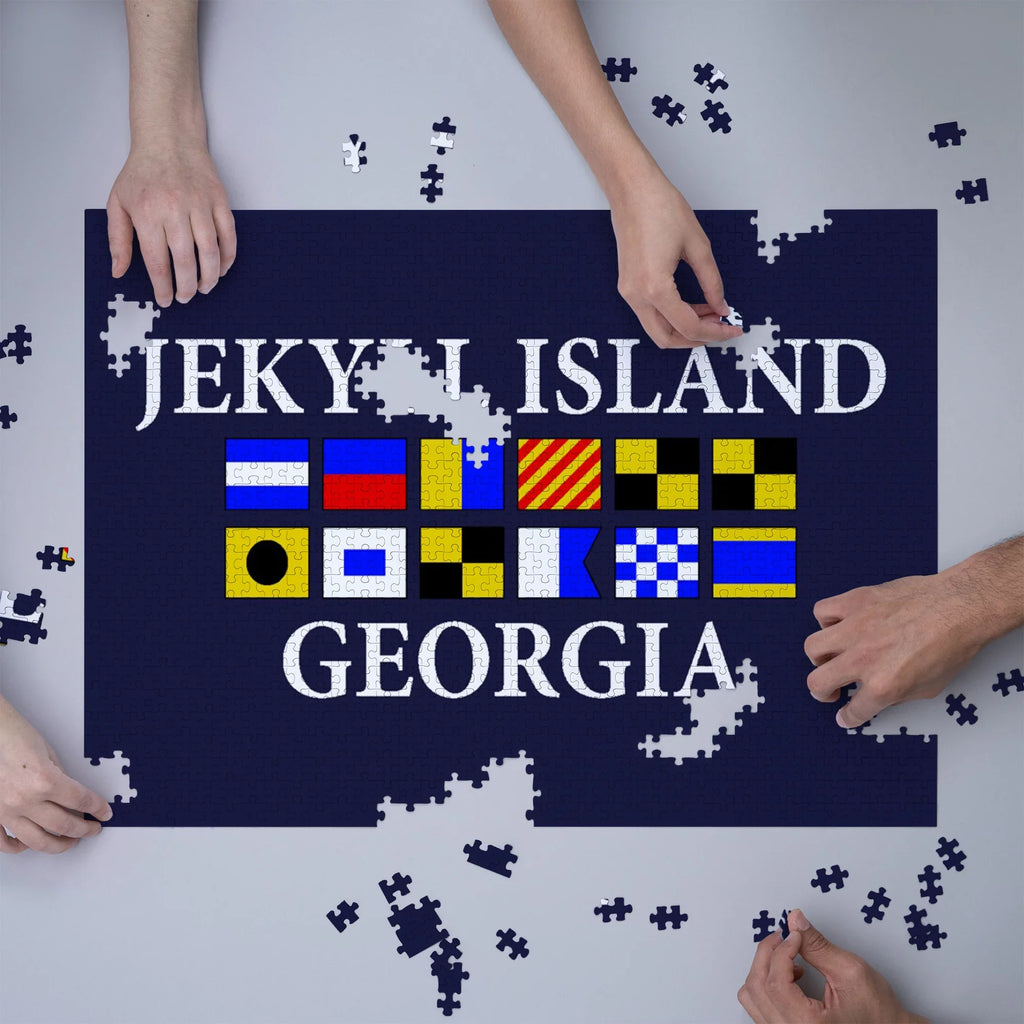 Jekyll Island, Georgia, Nautical Flags (1000 Piece Puzzle, Size 19x27, Challenging Jigsaw Puzzle for Adults and Family, Made in )