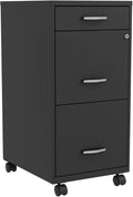 Box/File/File 3-Drawer Mobile File Cabinet  Black  14.3" x 18" x 29.5"