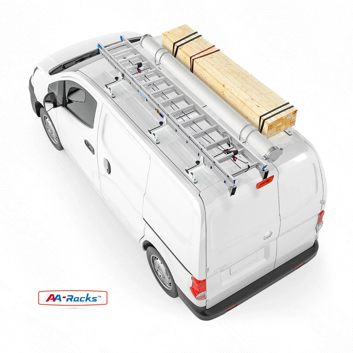 '-Racks Model AX312 Aluminum Van Roof Rack Cross Bars Fits for 2013-On NV200/ 2014-On Transit Connect/ 2013-2017 City Express, 3 Bar 50'' - White