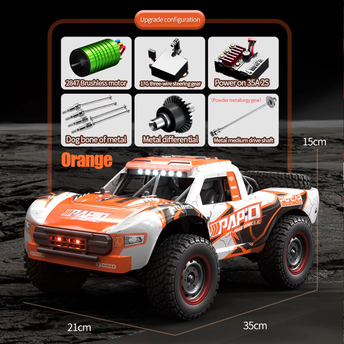 Pinnaco Remote Control Car 4WD Off-road Truck Brushless 2.4GHz 70km/h Proportional Speed