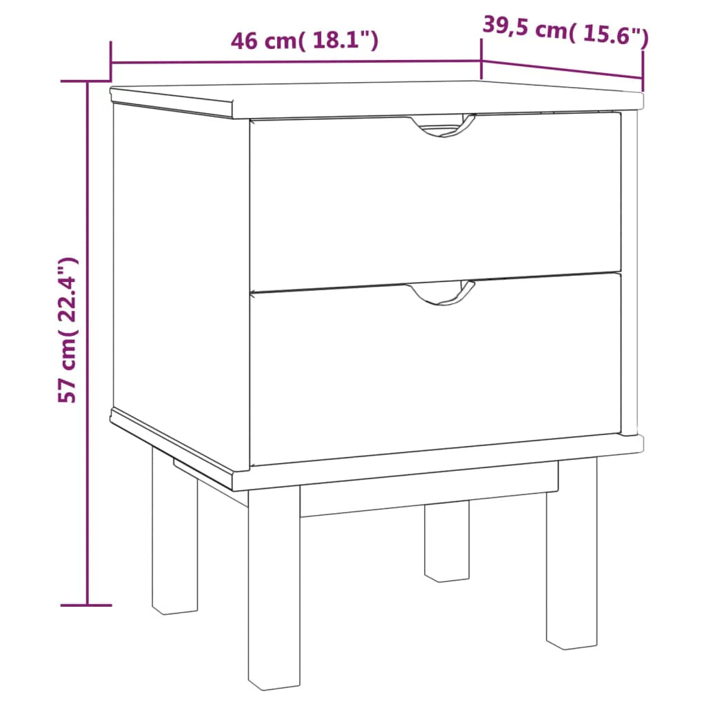 Htovila Bedside Cabinet  18.1"x15.6"x22.4" Solid Wood Pine
