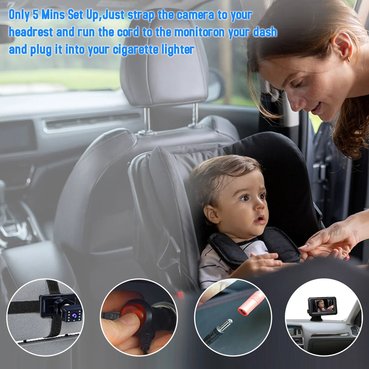 ammoon Invigilator Baby Car Mirror, Night Vision Monitor with 4.3'' Screen Wide View Angle, Resolution