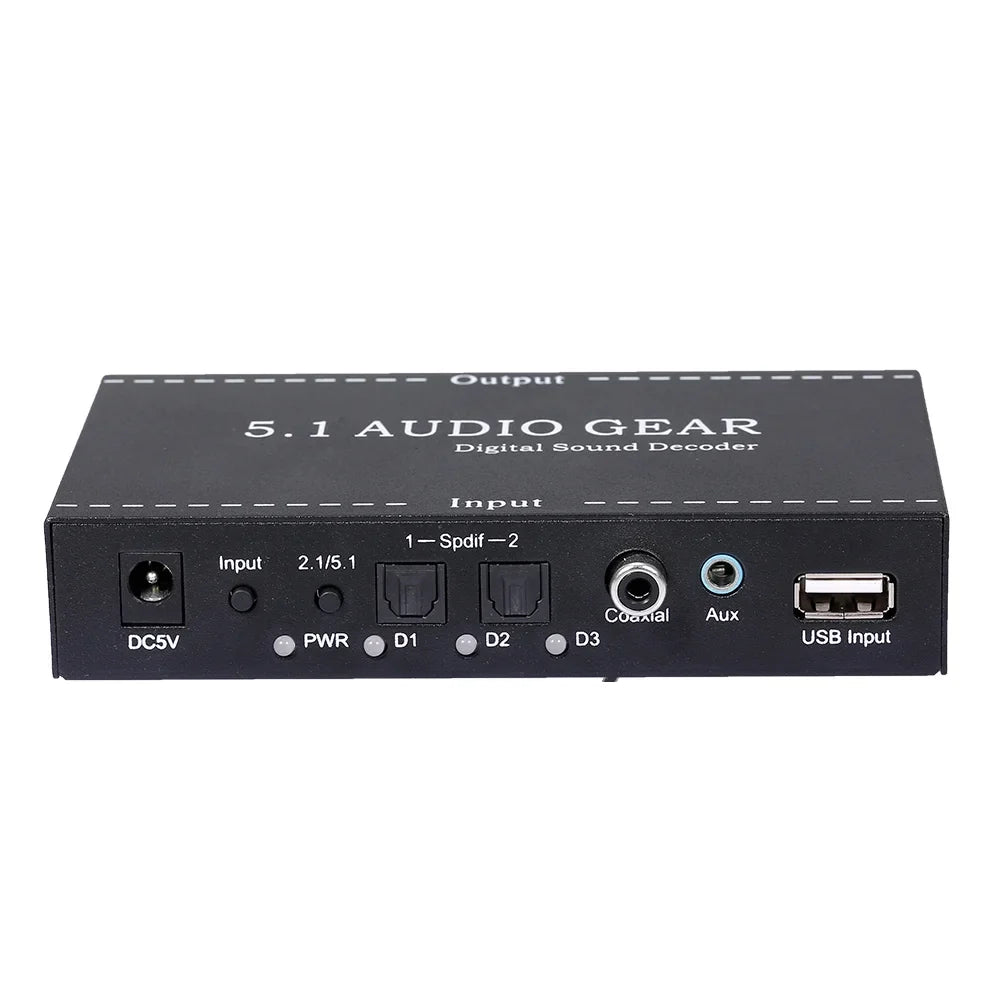 Nebublu -A6L 5.1 Audio Gear Digital Sound Decoder, Dolby Digital -3 Converter, 3.5mm Audio Output, Home Theater Audio Gear Replacement