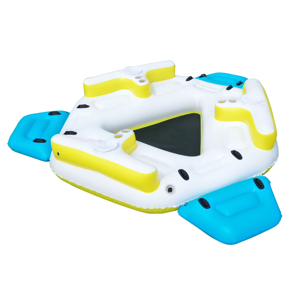 IFI6P Inflatable Floating Island Lounge Raft with Cup Holders and Coolers - 6 Person