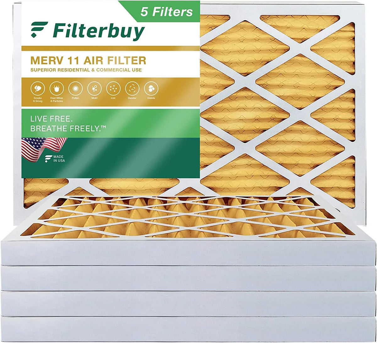 Filterbuy 16x36x2  11 Pleated   Furnace Air Filters (5-Pack)