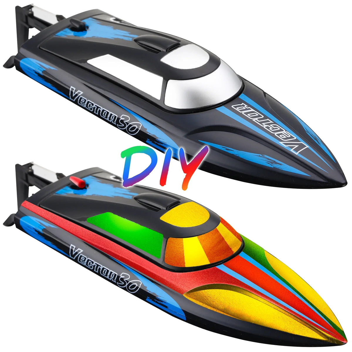 Remote Control Boat for Pools & Lakes, Campmoy Udi001 Venom Fast  Boat for Kids & Adults, Self Righting Remote Controlled Boat W/Extra Battery (Dark Blue)