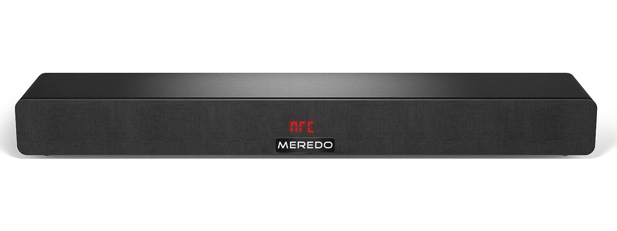 Sound Bar 28Inch Meredo Sound Bar for  Built-in Subwoofer Wooden 150W Includes  Cable Bass/Treble Adjustable 5  Modes  Arc/Optical/Aux/Bluetooth/
