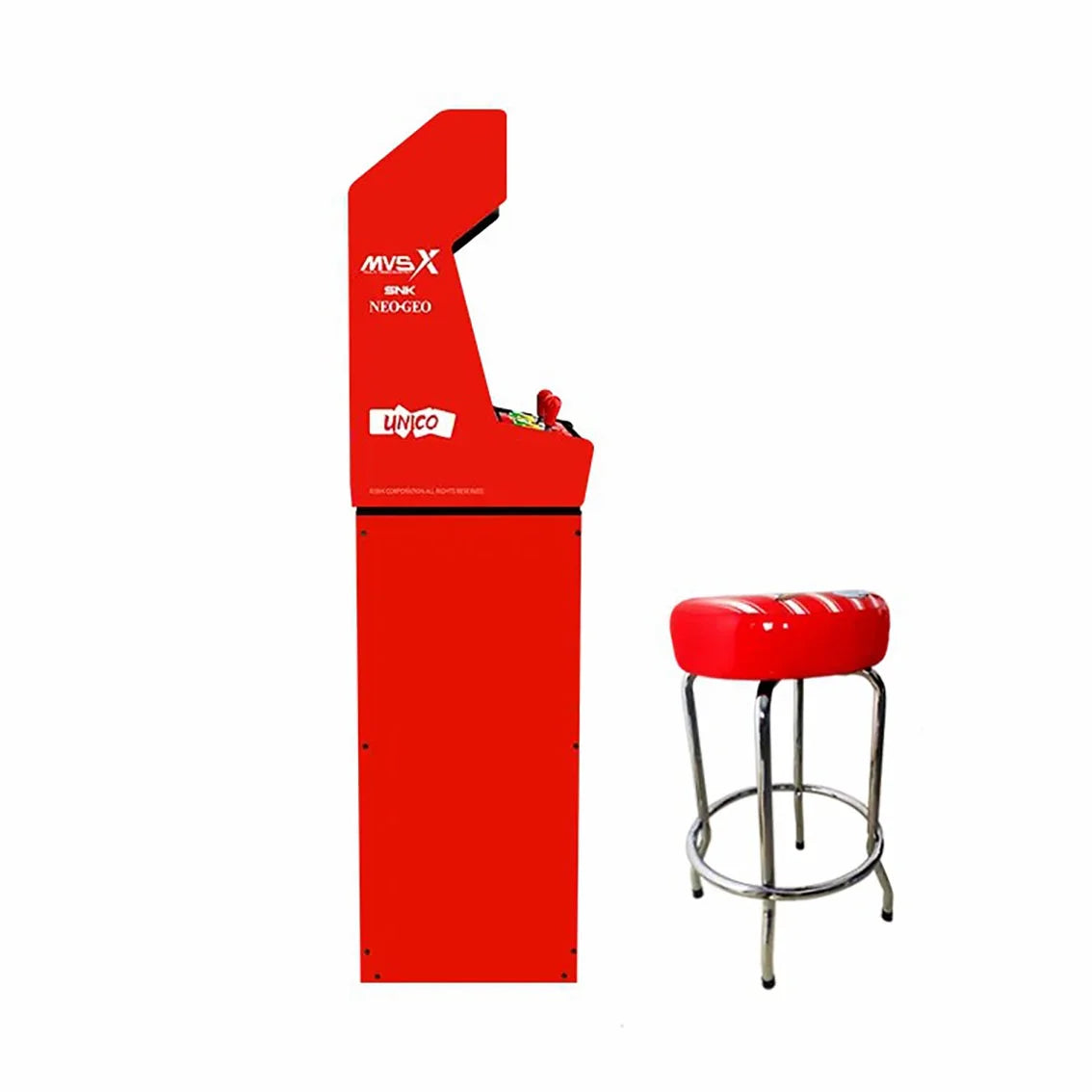 Unico    Arcade with Base and Stool Set, Pre-loaded 50  Official Genuine Retro Games, Support Two Players Fight Together by 2 Joysticks