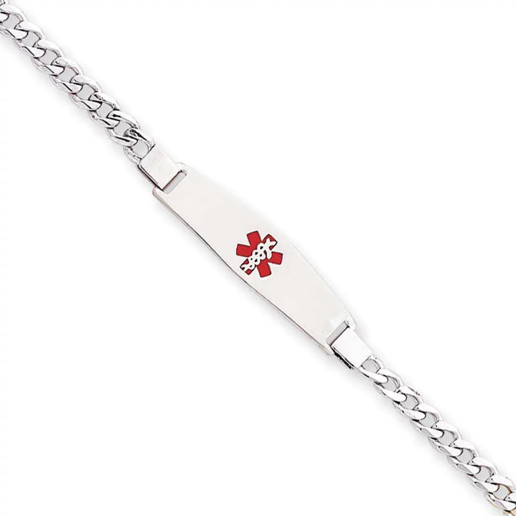 Primal Silver Sterling Silver Rhodium-plated Medical  Curb Link Bracelet
