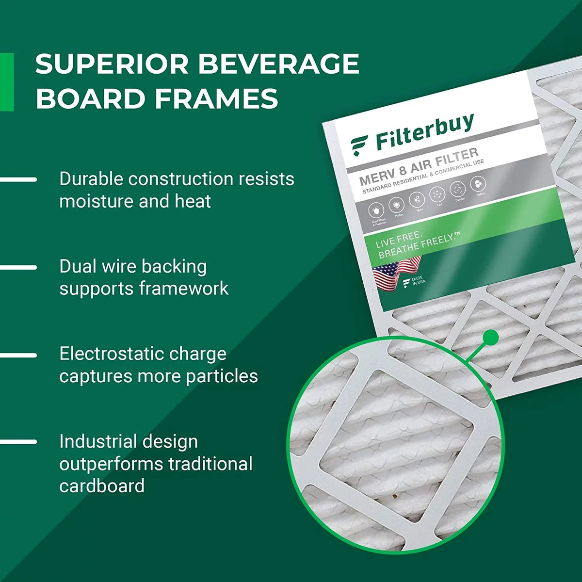 Filterbuy 24x25x5  8 Pleated   Furnace Air Filters for Carrier FILXXCAR0024 (4-Pack)