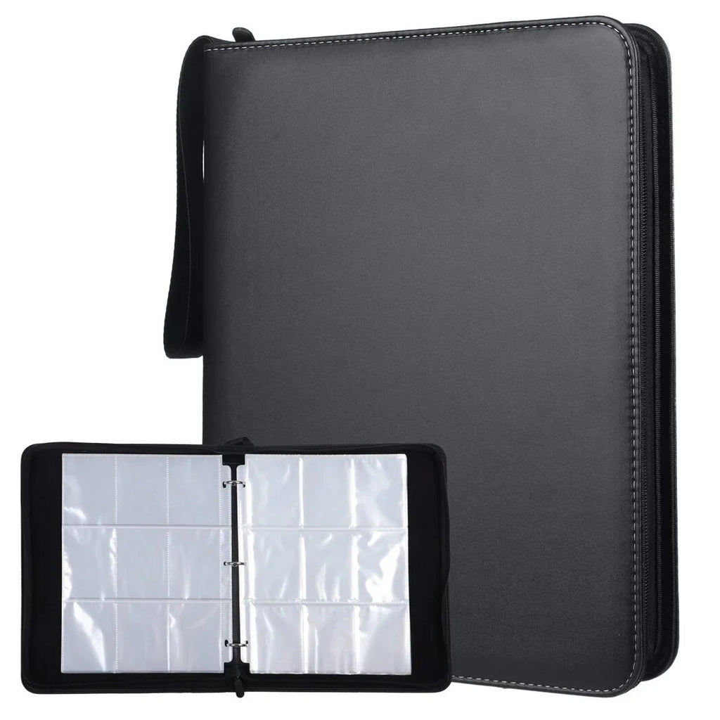 900-Pocket Trading Card Binder, Portable Card Binder with Removable Sheets, Sports Card Binder,  Leather Storage Case with Zipper for Standard-sized Baseball, Football, Basketball Cards
