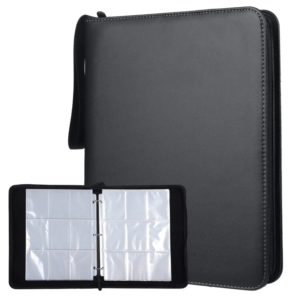 900-Pocket Trading Card Binder, Portable Card Binder with Removable Sheets, Sports Card Binder,  Leather Storage Case with Zipper for Standard-sized Baseball, Football, Basketball Cards
