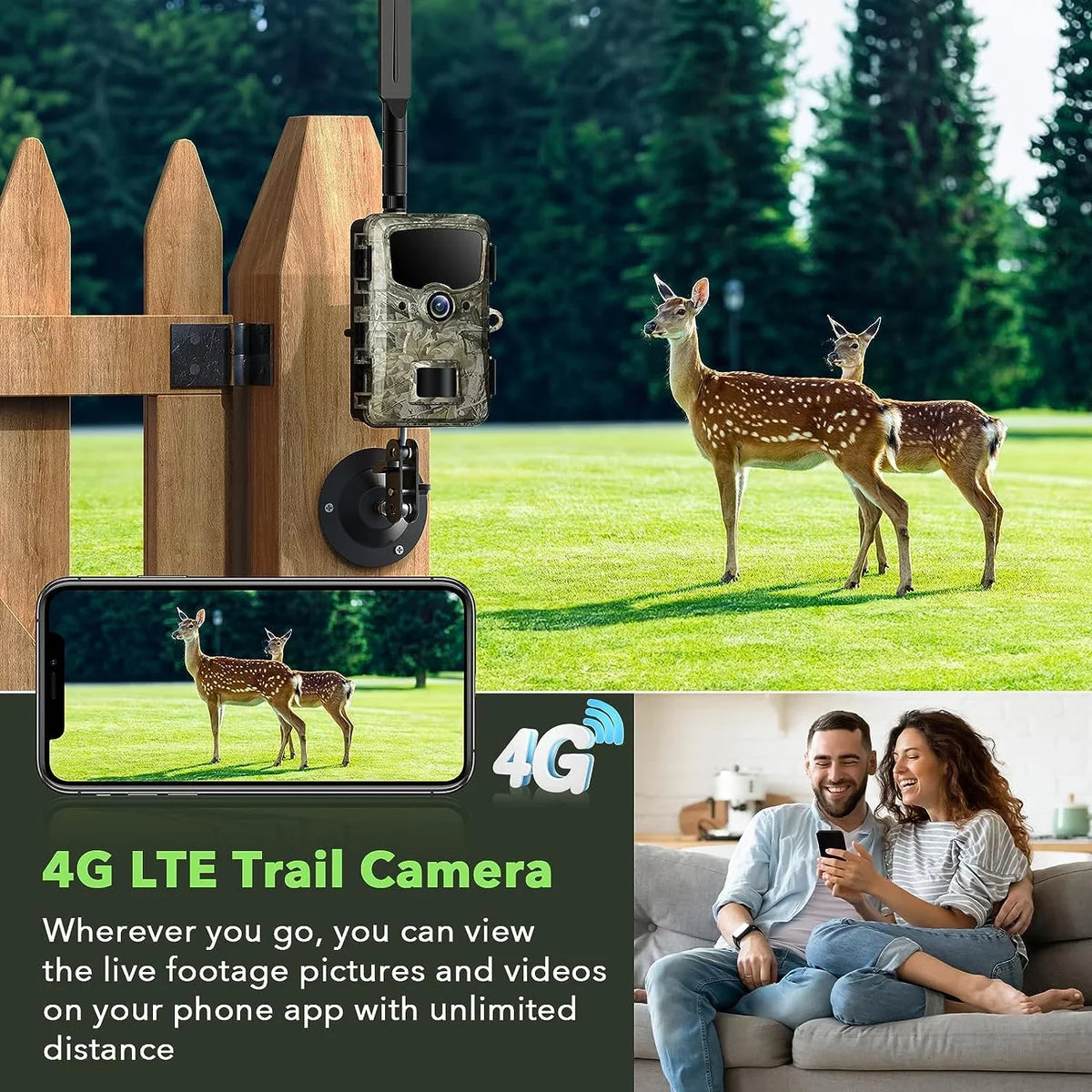 4G  Cellular Trail Camera Sends Picture Video to Cell Phone - 24MP 1080P Game Hunting Camera with Night Vision Motion Activated Waterproof for Wildlife Monitoring Trail Cam with  Card