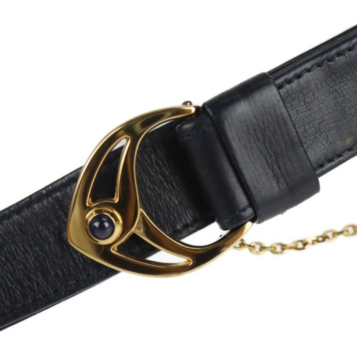 Pre-Owned  Cartier sapphire line shoulder bag calf leather dark navy 2WAY clutch (Good)