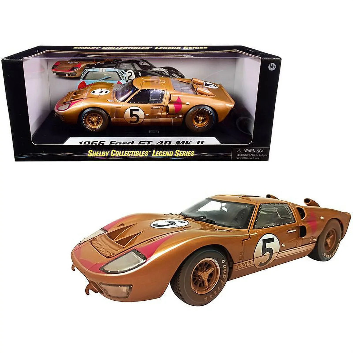 1966 Ford -40   #5 Gold After Race (Dirty Version) 1/18 Diecast Model Car by Shelby Collectibles
