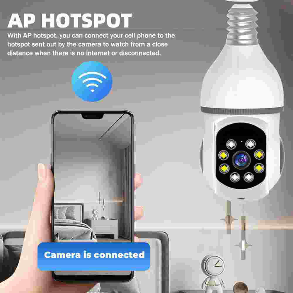 Kepeak WiFi  Bulb Security Camera, Home Cameras with Motion Detection, Clear Vision