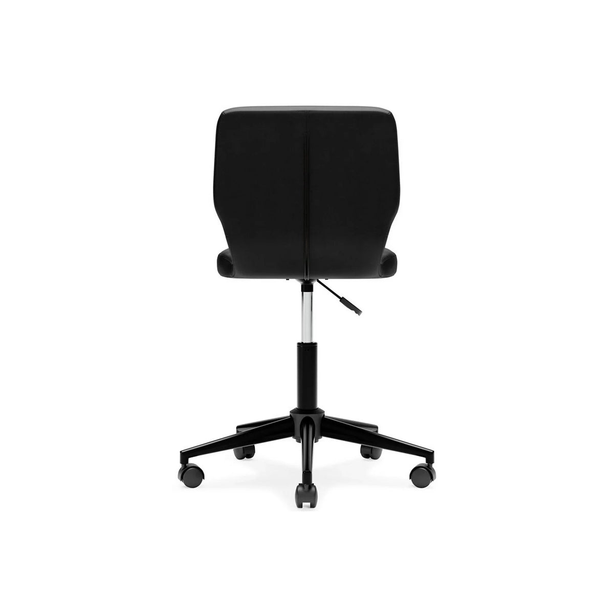 Sara 18 Inch Modern Swivel Office Chair, Faux Leather, Chanel Tufted, Black