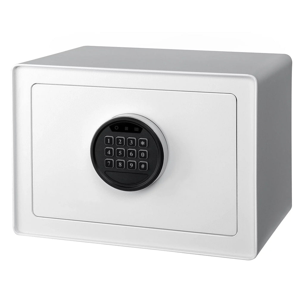 Pen + Gear Safes 0.57  with Electronic Lock, Backup Key, 1 Shelf, Carpeted Interior, White
