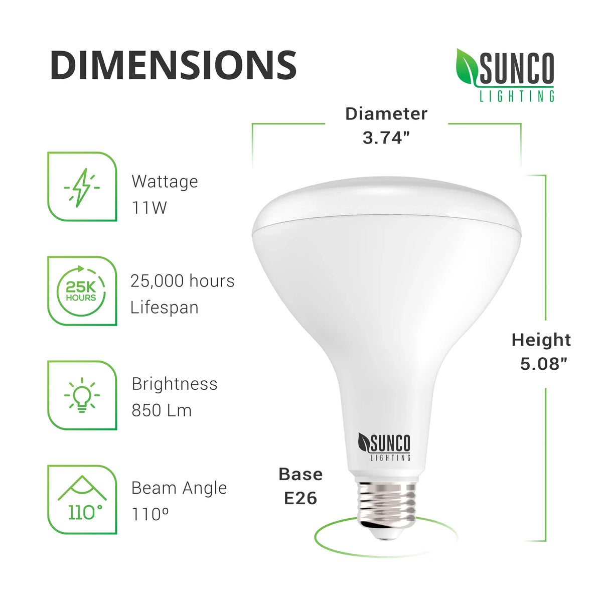 Sunco Lighting 32 Pack BR30  Bulb, 11W=65W, 3000K Warm White, 850 , E26 Base, Dimmable, Indoor Flood Light for 5" or 6" Cans -  & Energy Star
