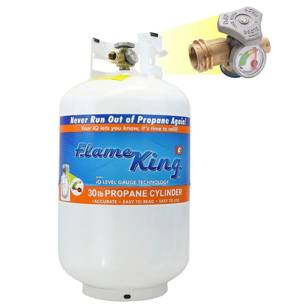 Flame King YSN330 30LB Steel Propane Tank Cylinder with Gauge and  Valve for Grills and BBQs, Camping, Fishing, & Outdoor Activities, White