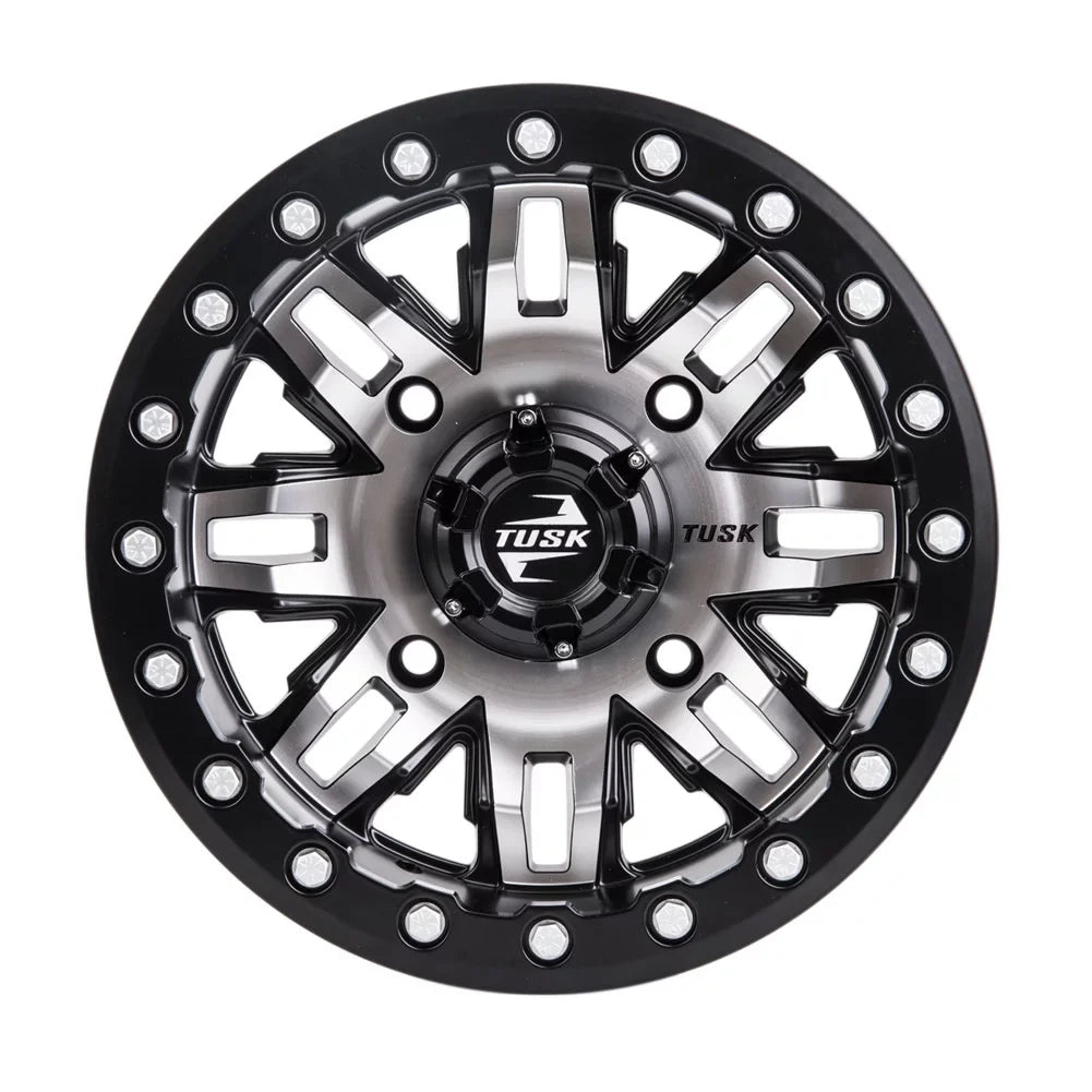 4/156 Tusk Teton Beadlock Wheel 14x7 4.0 + 3.0 Machined/Black For  Wolverine  2 1000 Sport 2022