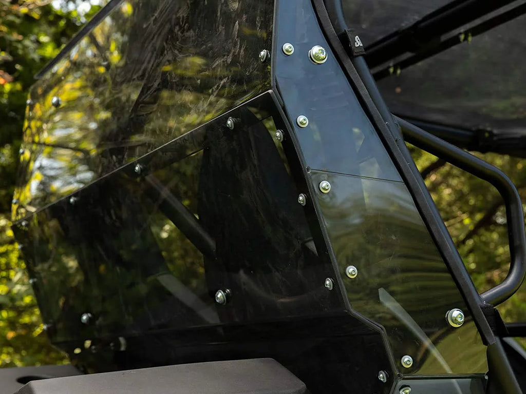 SuperATV Heavy Duty Rear Windshield for 2014+ Kawasaki Teryx 4 800 / 2021+ Teryx 4 S 1/4" Thick Lightly Tinted Polycarbonate 250x Stronger Than Glass Protects You From Flying Debris Made in !