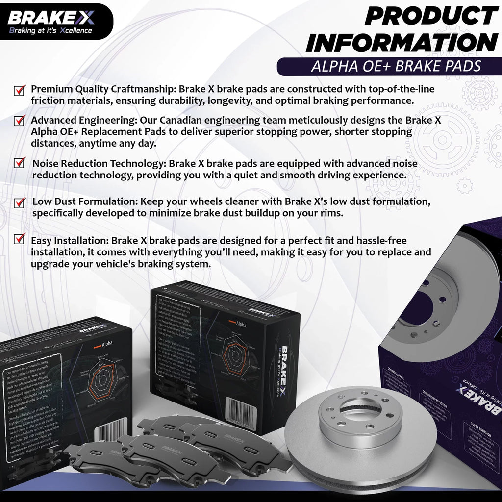 [Front] Brake X  Coated Replacement Disc Rotors and Premium Ceramic Brake Pads Kit | 6 Piece Set | For 1992-1994 Toyota Camry 2.2