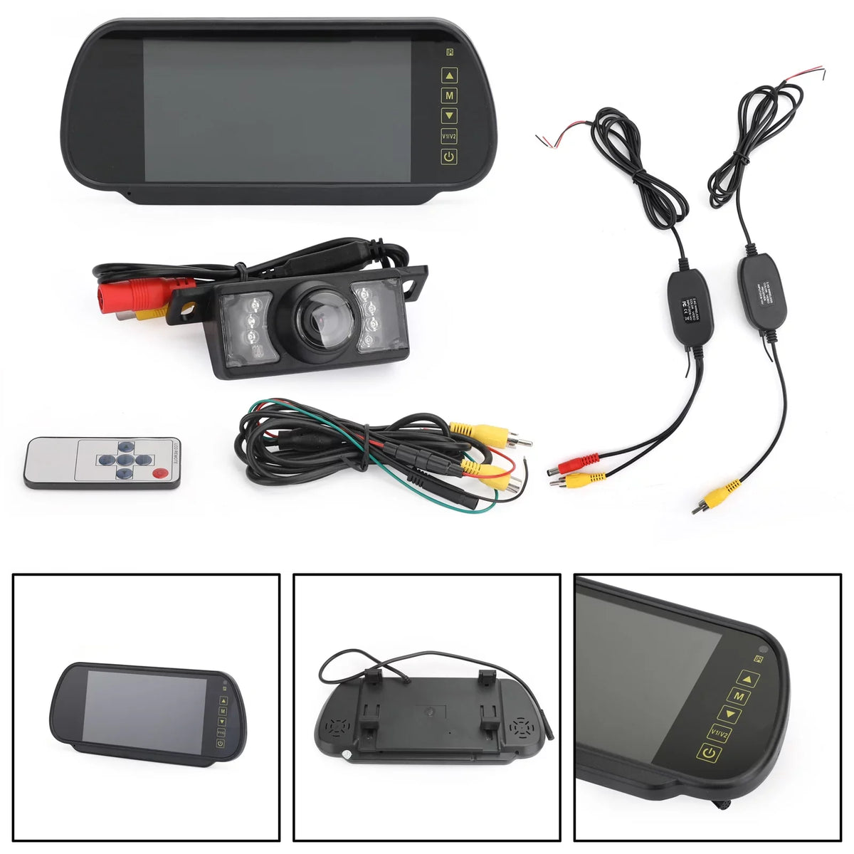 7" Mirror Monitor Wireless Car Rear View Kit +  Night Rear View Camera