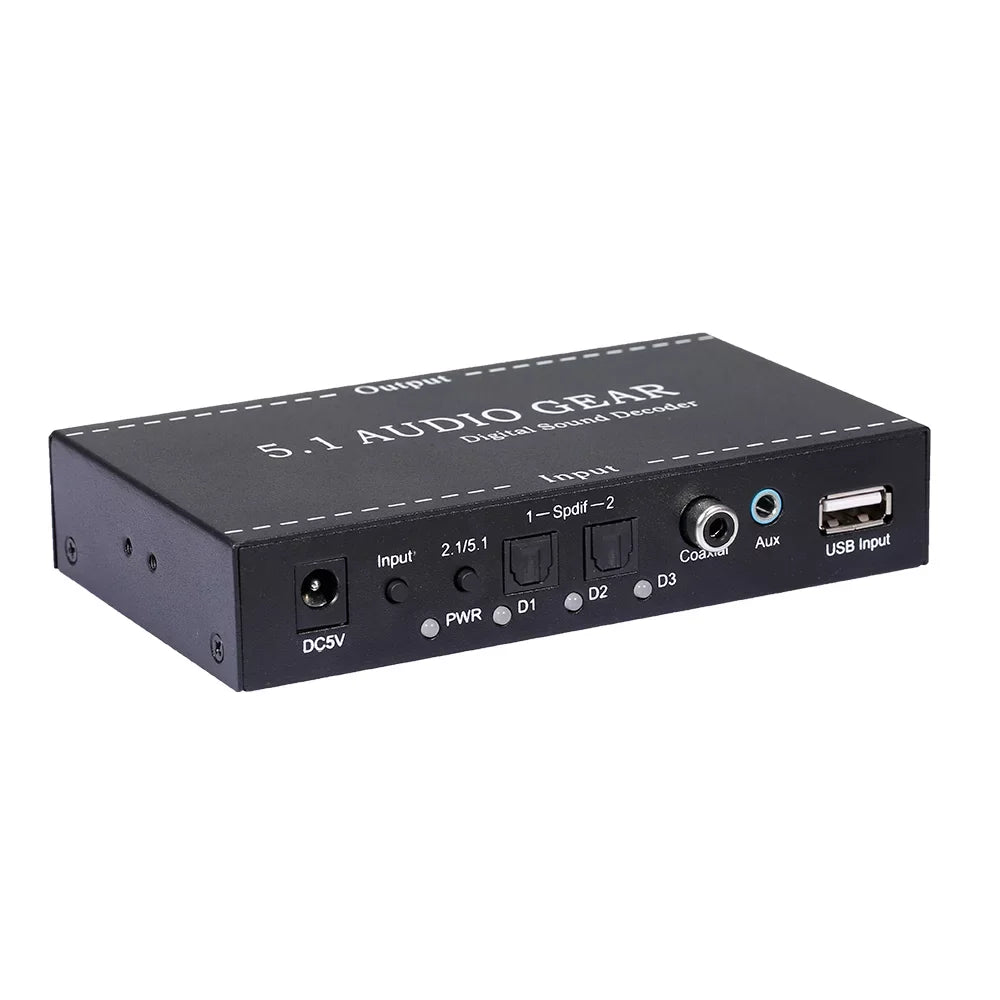 Nebublu -A6L 5.1 Audio Gear Digital Sound Decoder, Dolby Digital -3 Converter, 3.5mm Audio Output, Home Theater Audio Gear Replacement