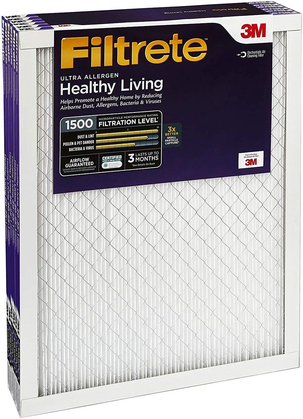 Filtrete Healthy Living Ultra Allergen Reduction  Furnace Air Filter,  1500, 16 x 25 x 1, 6-Pack