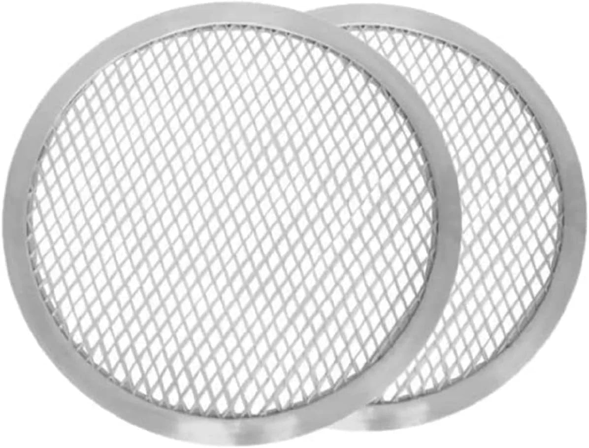 TrueCraftware- Set of 2 Aluminum 16” Pizza Baking Screen Seamless Rim- Bakeware Pizza Screen Round Pizza Pan Tray Round Baking Tray for Home Kitchen Pizzeria & Restaurants